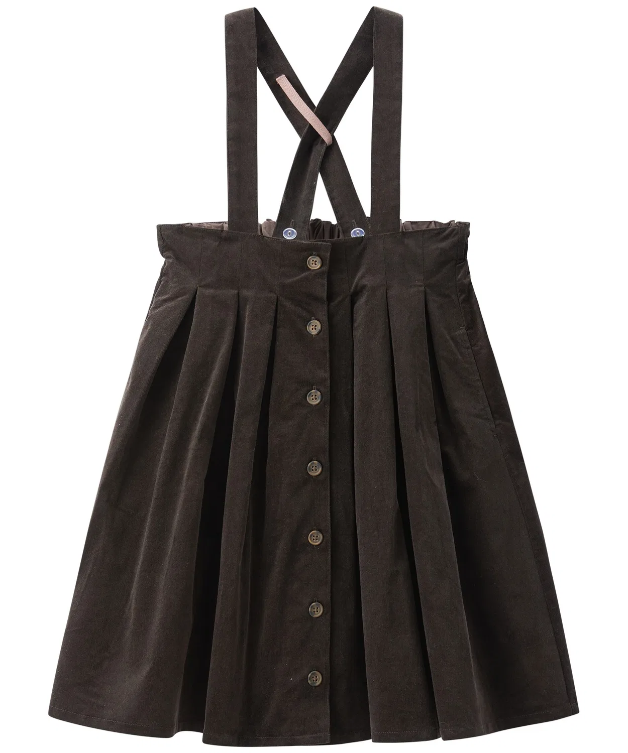 Детский сарафан из вельвета с регулируемыми бретелями, модель Corduroy Jumper Skirt, combimini, Dark Brown