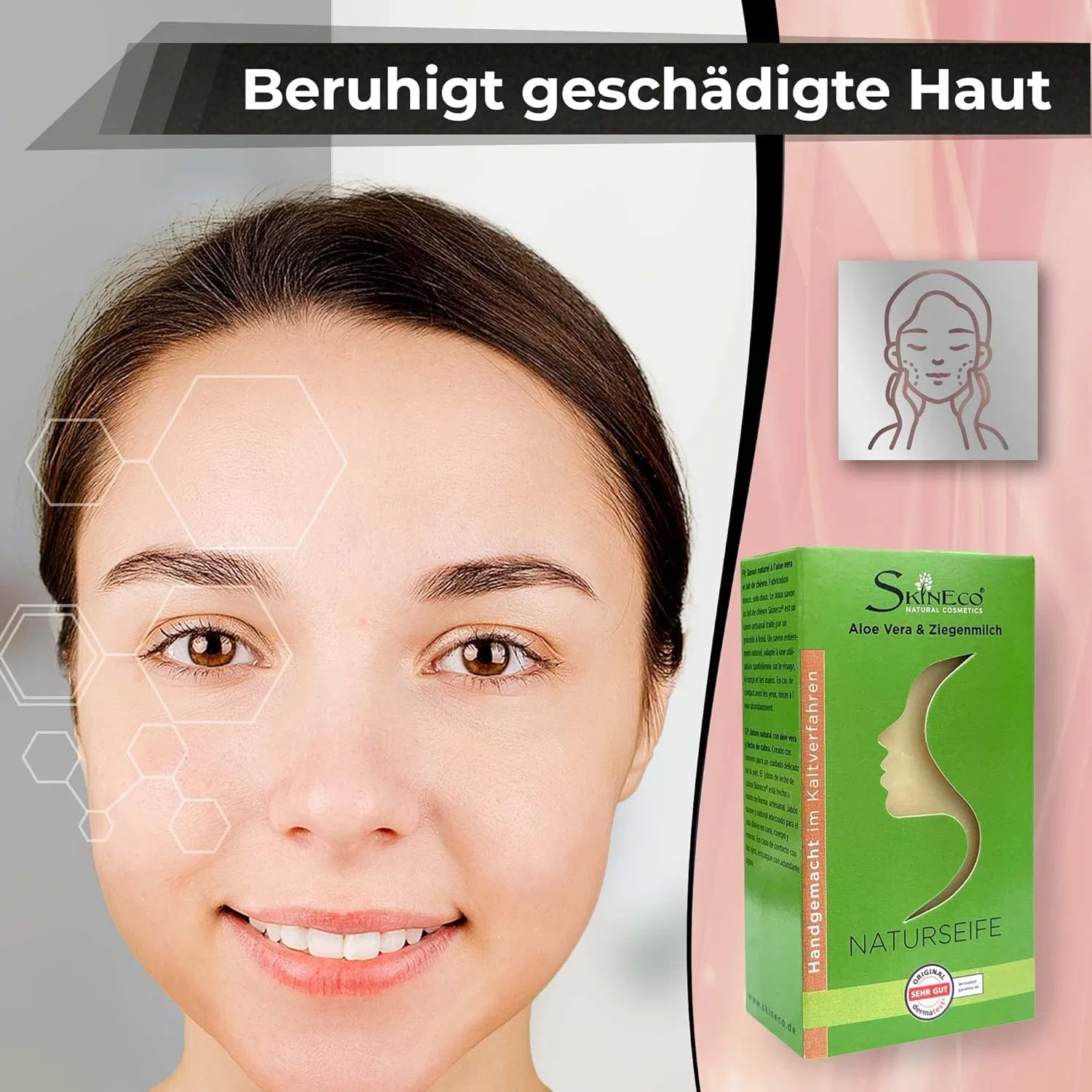Твердое мыло с козьим молоком и алоэ вера Skineco, 90 г — фото 4