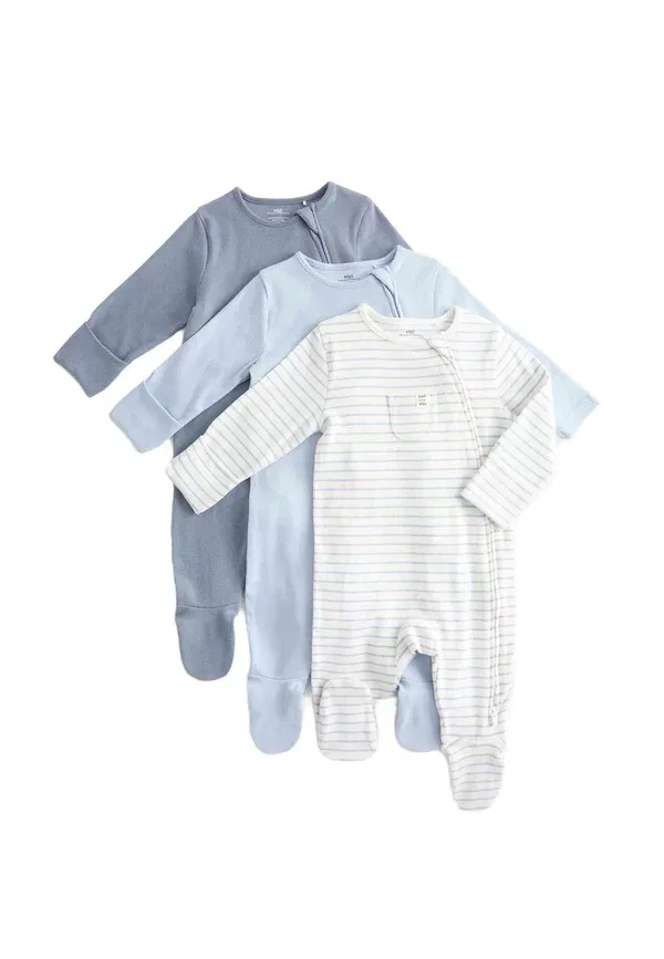 Комплект из 3 пижам, хлопок с эластаном, Sleep Suit, Marks & Spencer, синий