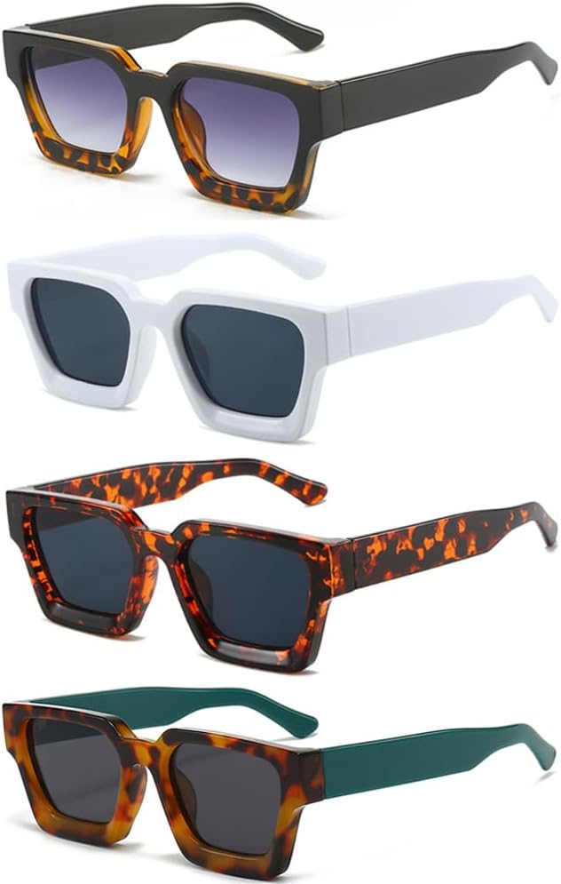 

Массивные солнцезащитные очки в толстой квадратной оправе для женщин и мужчин, в стиле ретро-винтаж, с защитой от УФ-излучения UV400 Generic, Black, White, Tortoiseshell, Green