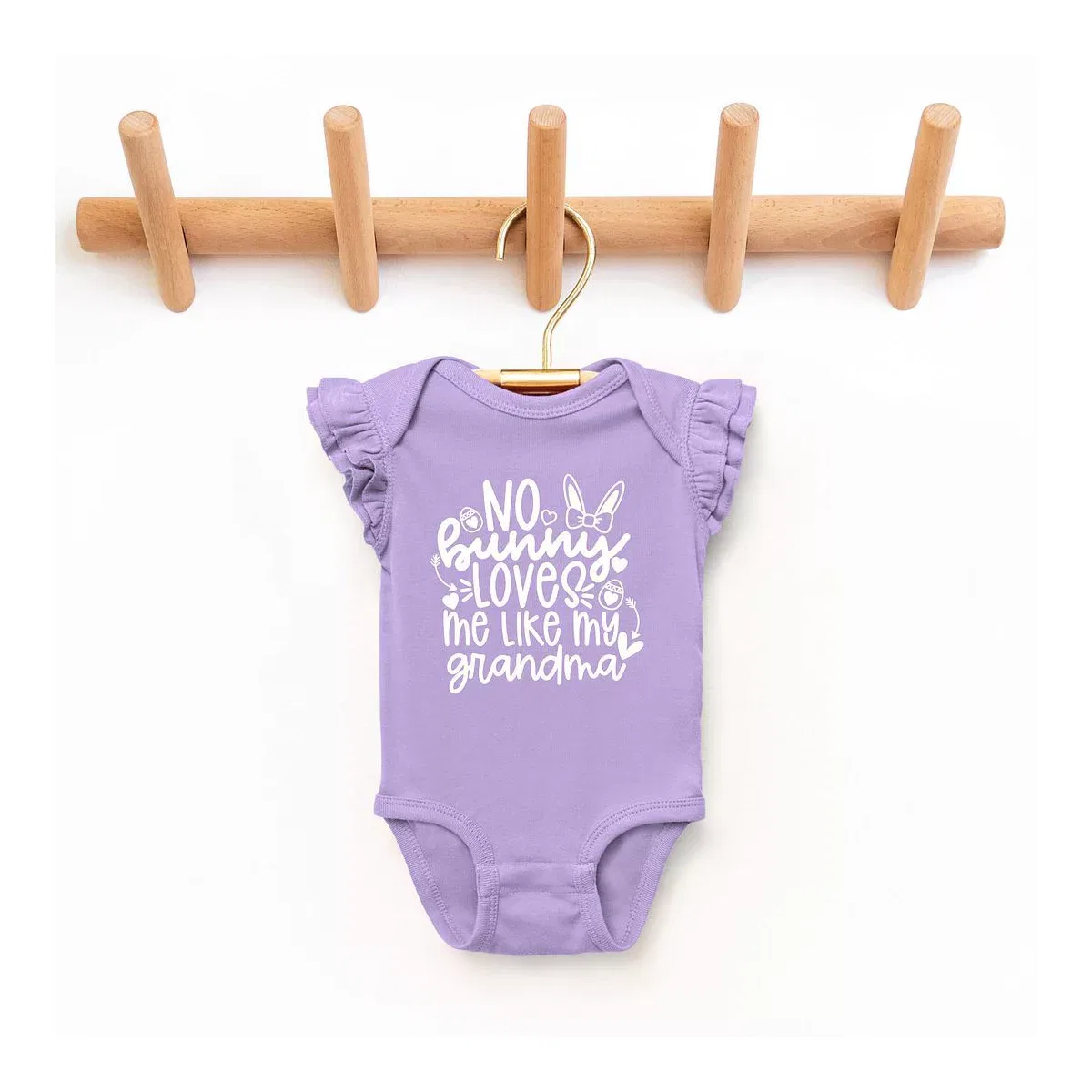 Детский боди с рукавом-крылышком No Bunny Loves Me Like Grandma The Juniper Shop, Lavender