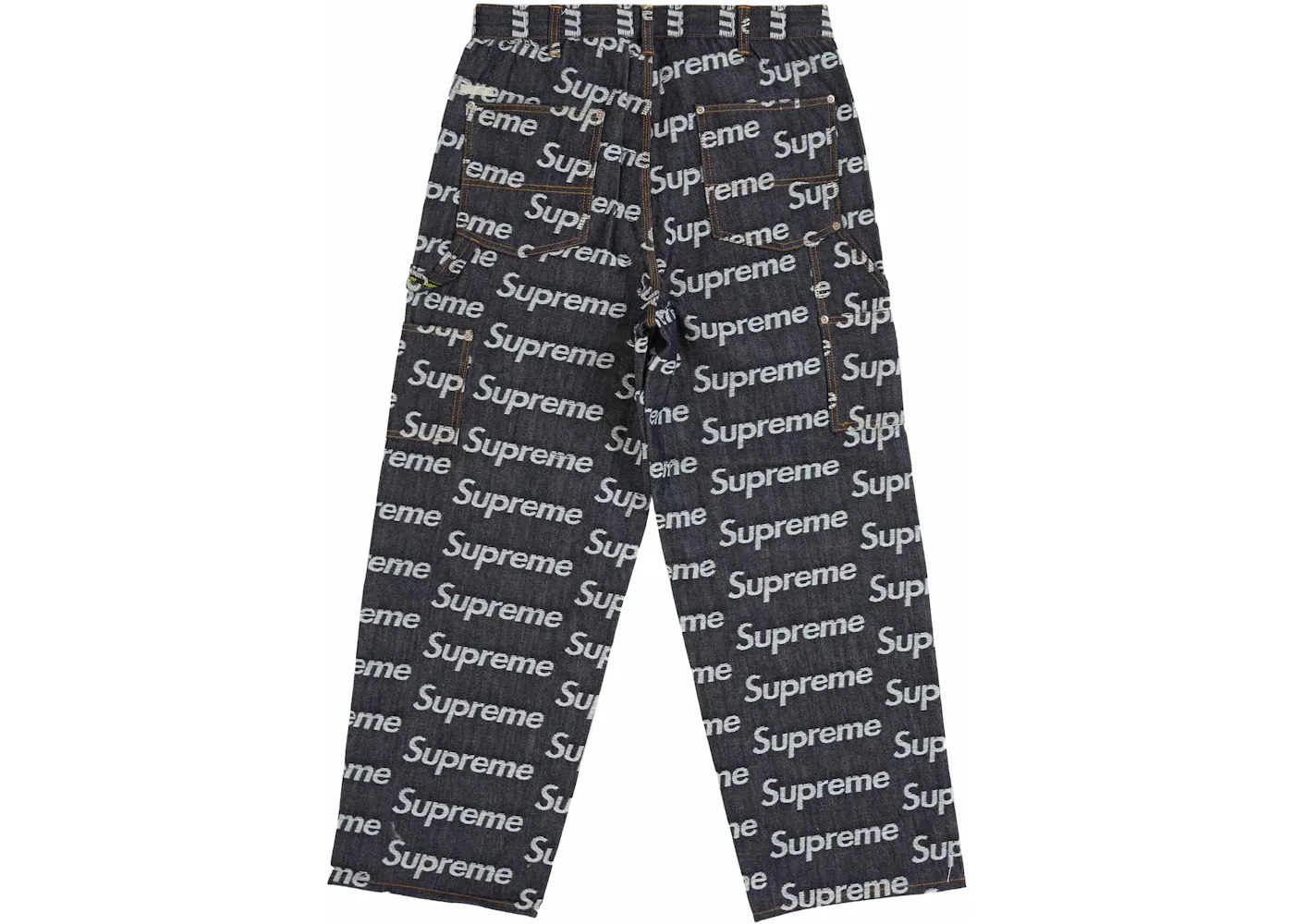Мужские джинсовые брюки с двойным коленом Supreme Jacquard Logos Double Knee Denim Painter Jean, Rigid Indigo — фото 2