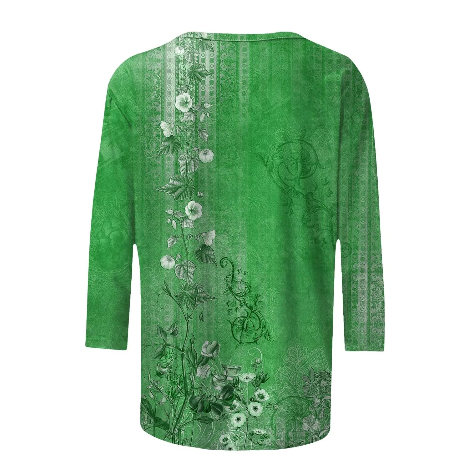 Женская футболка с цветочным принтом Plus Size T-Shirts, Light Green #3 — фото 4