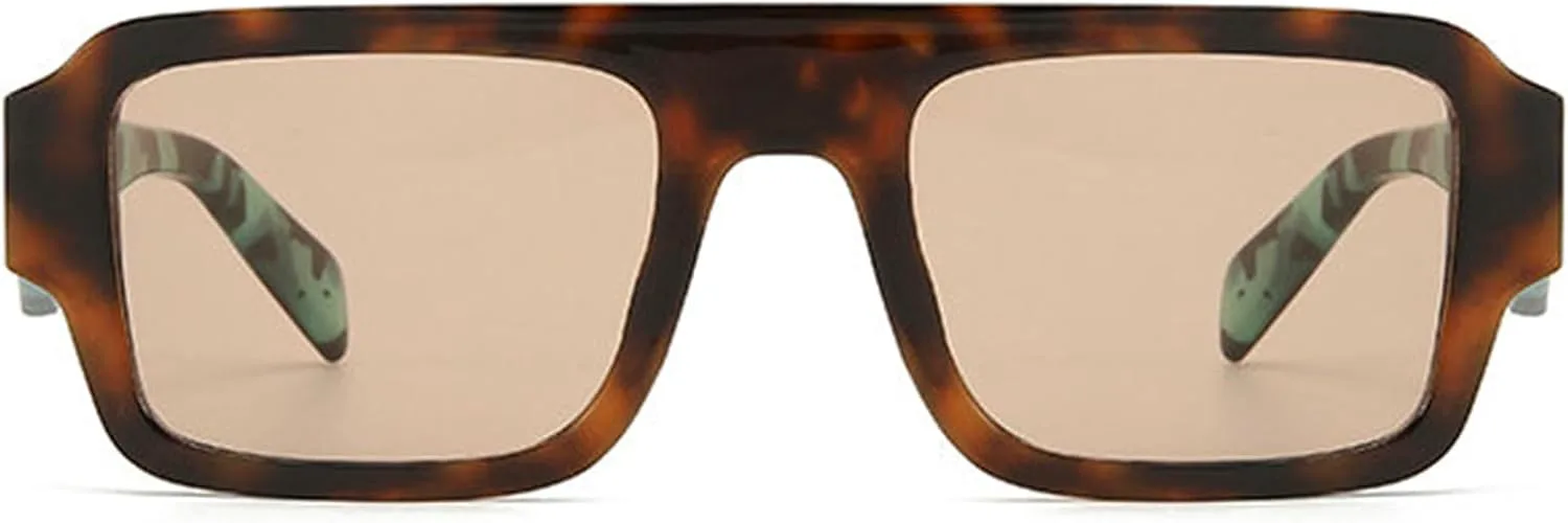 

Классические квадратные солнцезащитные очки COTIA 2025 для женщин и мужчин. Модные ретро-прямоугольные солнцезащитные очки с оригинальным дизайном, Leopard Green