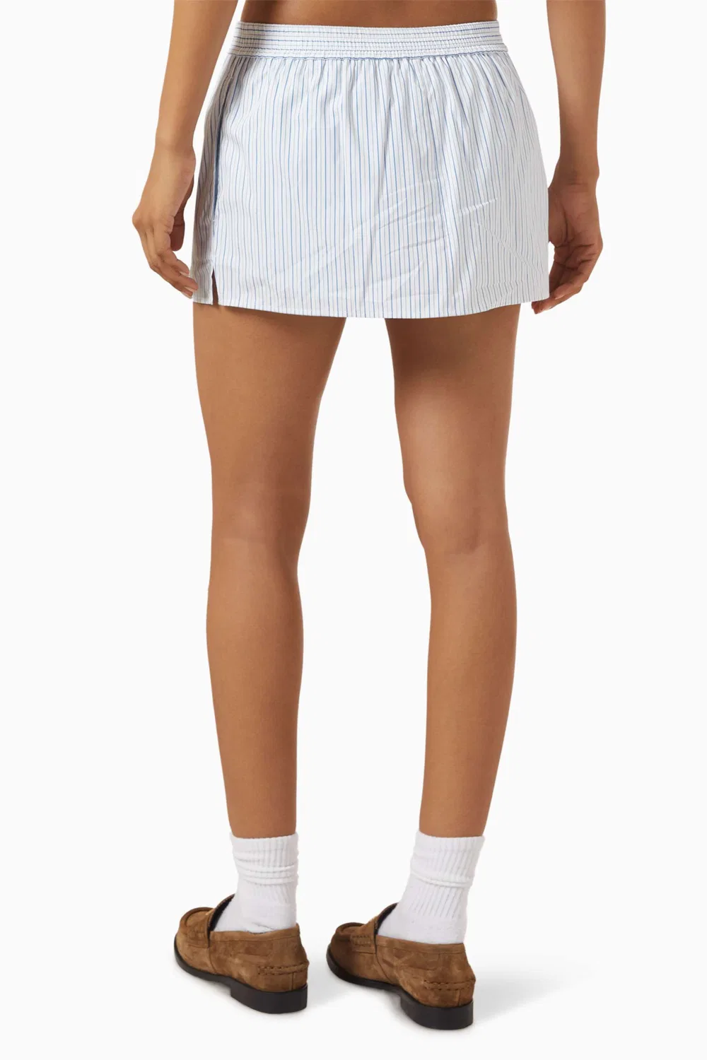 Юбка-шорты мини в полоску из хлопка Stripe Mini Boxer Skort Alexander Wang — фото 3