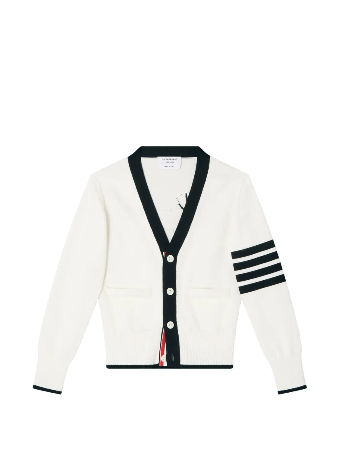 Кардиган Hector с полосками 4-Bar Thom Browne Kids, белый