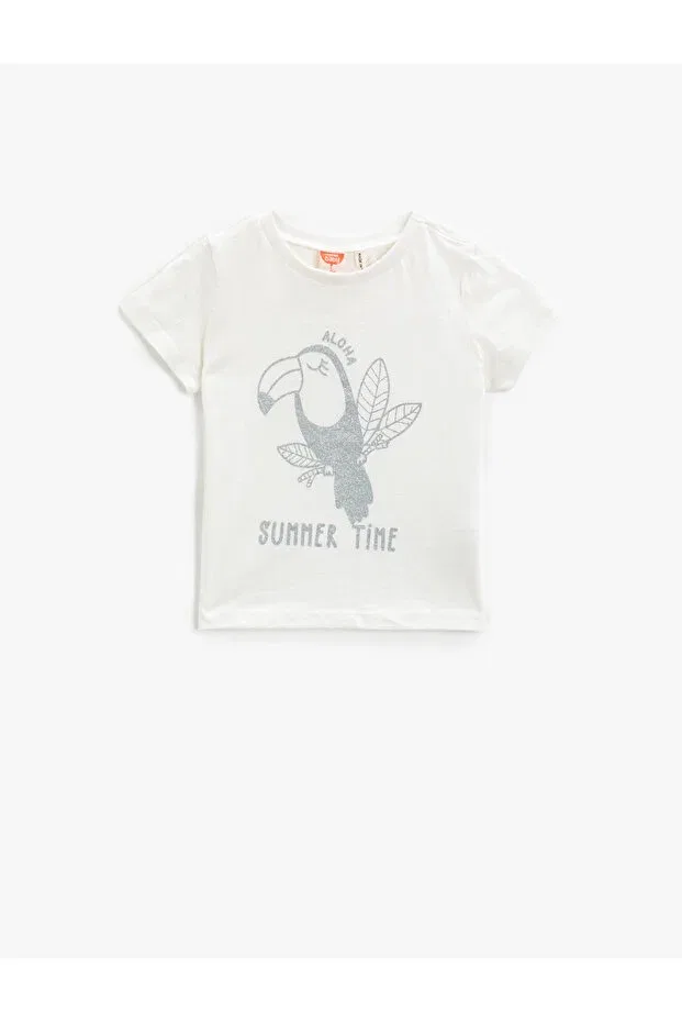 Детская футболка для девочек хлопковая Basic Koton, White/002
