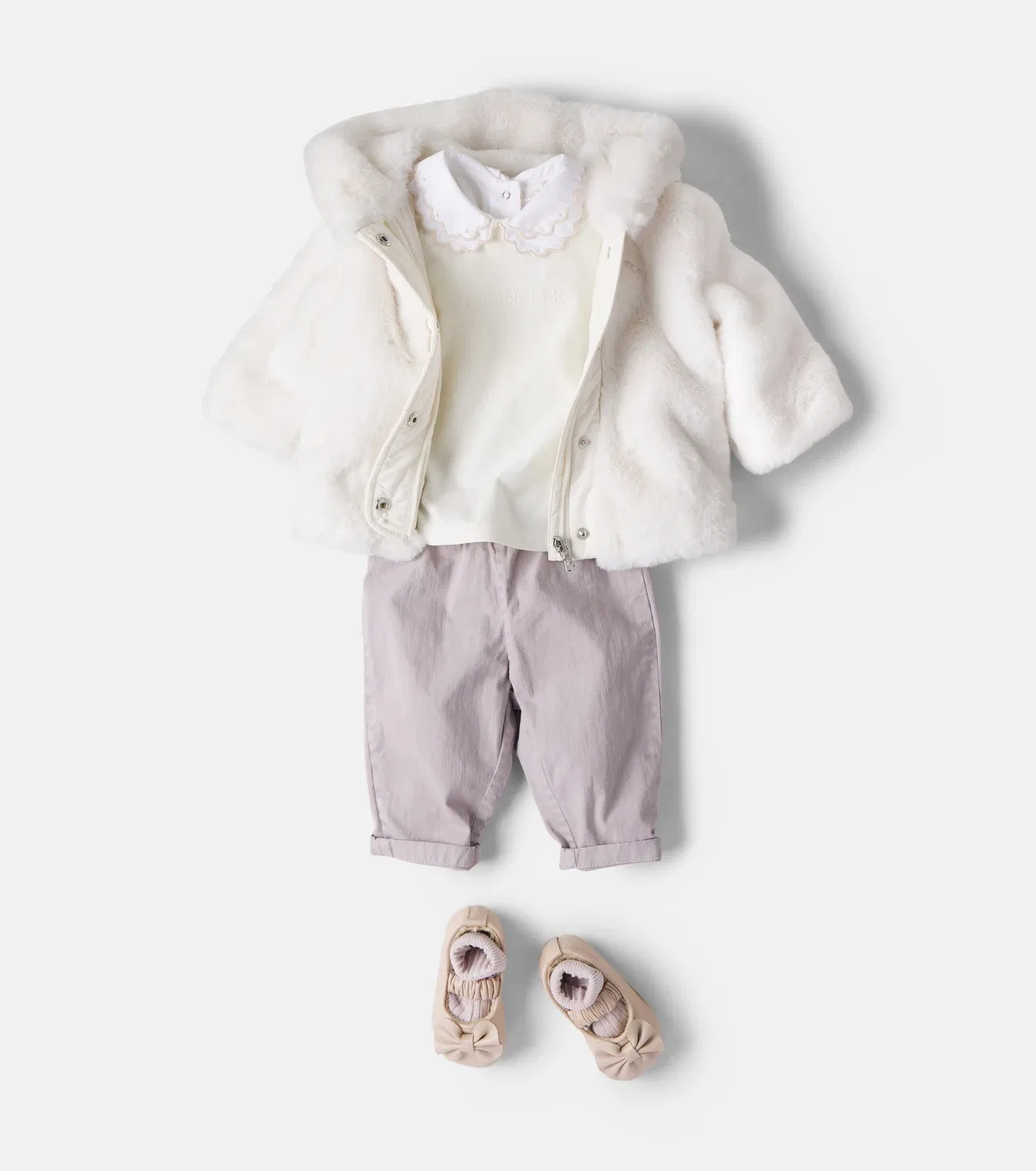 Легкая куртка с капюшоном Baby Viona Moncler Enfant, белый — фото 2