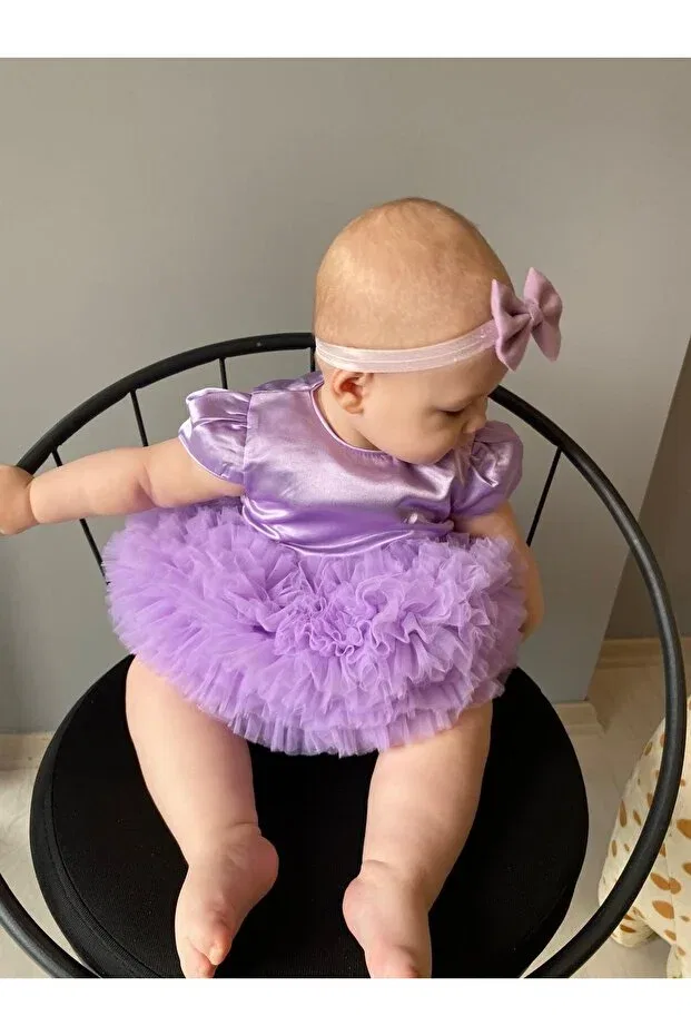 Детское платье для девочек с принтом Minizade, Purple — фото 4