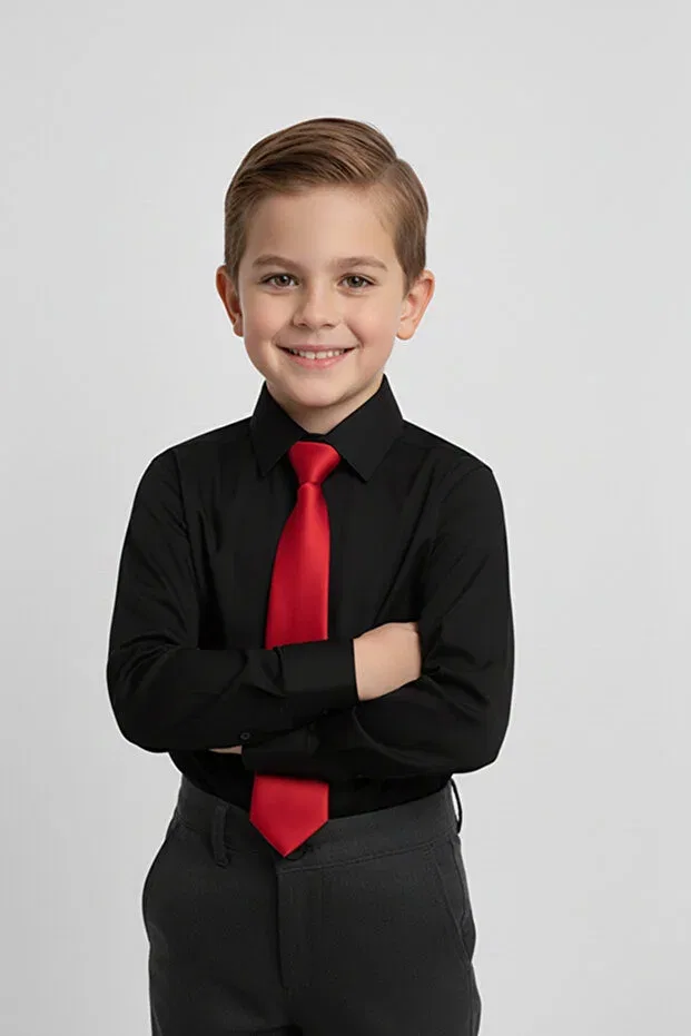 Детская рубашка с длинным рукавом комплект с галстуком Merdia Kids, Red — фото 2