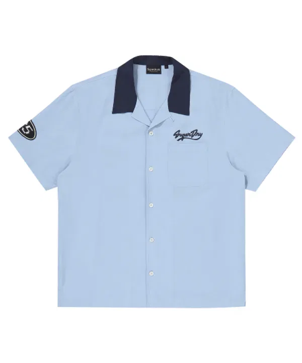 Рубашка с открытым воротником, Street Surfer, Superdry, светло-голубой