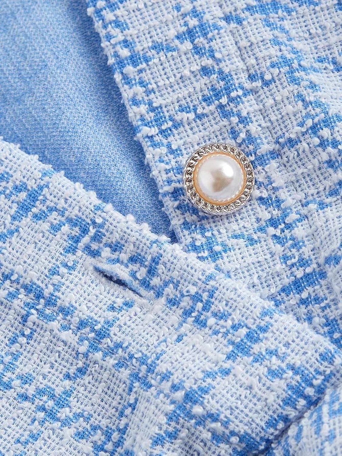 Женское мини-платье рубашка с плиссе и воланами, Blue and White — фото 3
