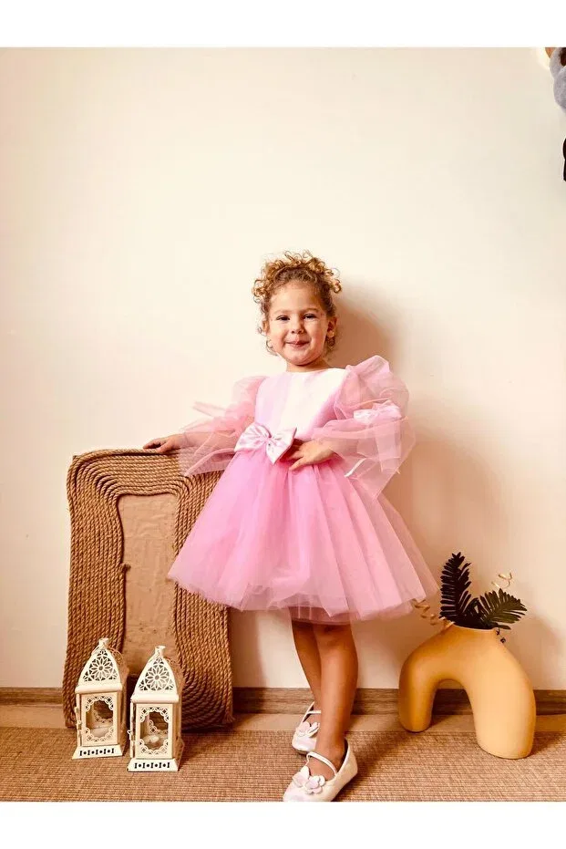 Детское платье для девочек с длинным рукавом Gül Baby, Pink — фото 2