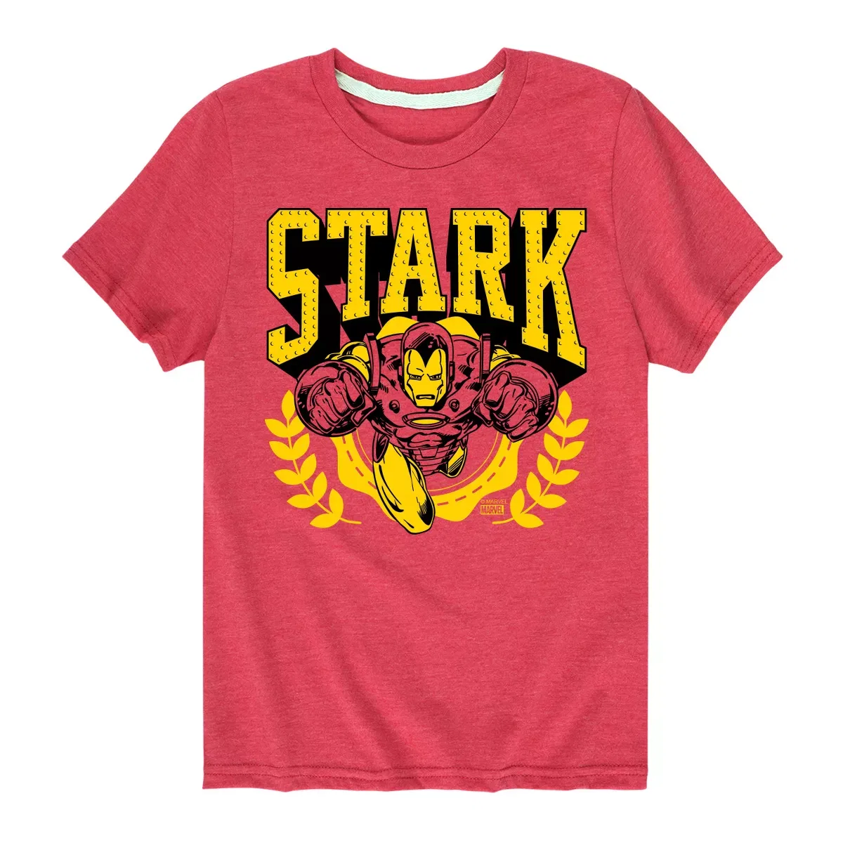 Детское футболка с принтом Marvel Iron Man Stark Collegiate Short Sleeve Graphic T-Shirt, Heather Red