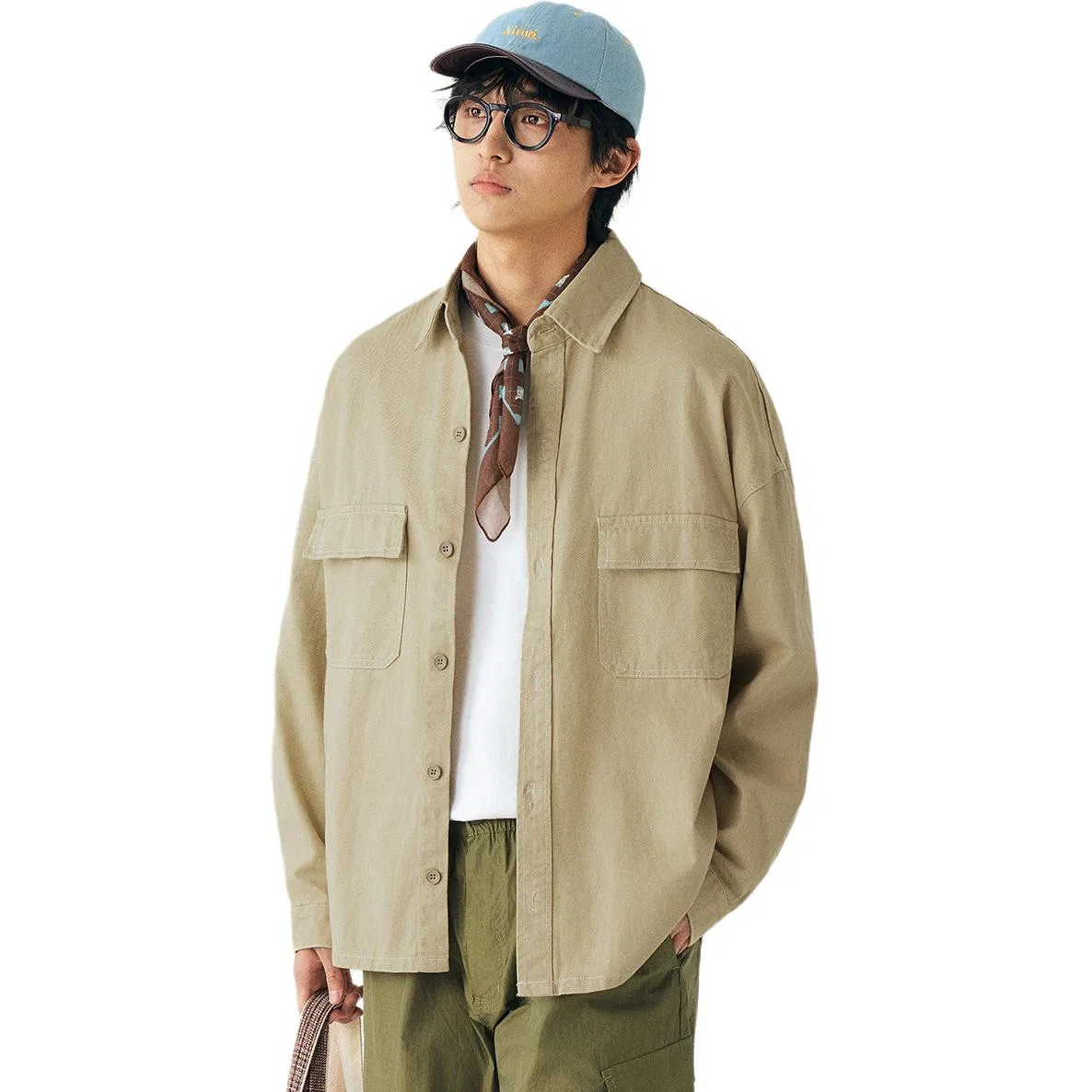 Детский джинсовый пиджак свободный Tonlion, Khaki
