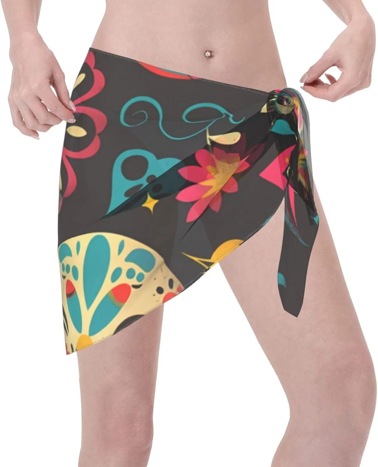Женская пляжная накидка с принтом клубники Sarong, Skulls 7 — фото 3