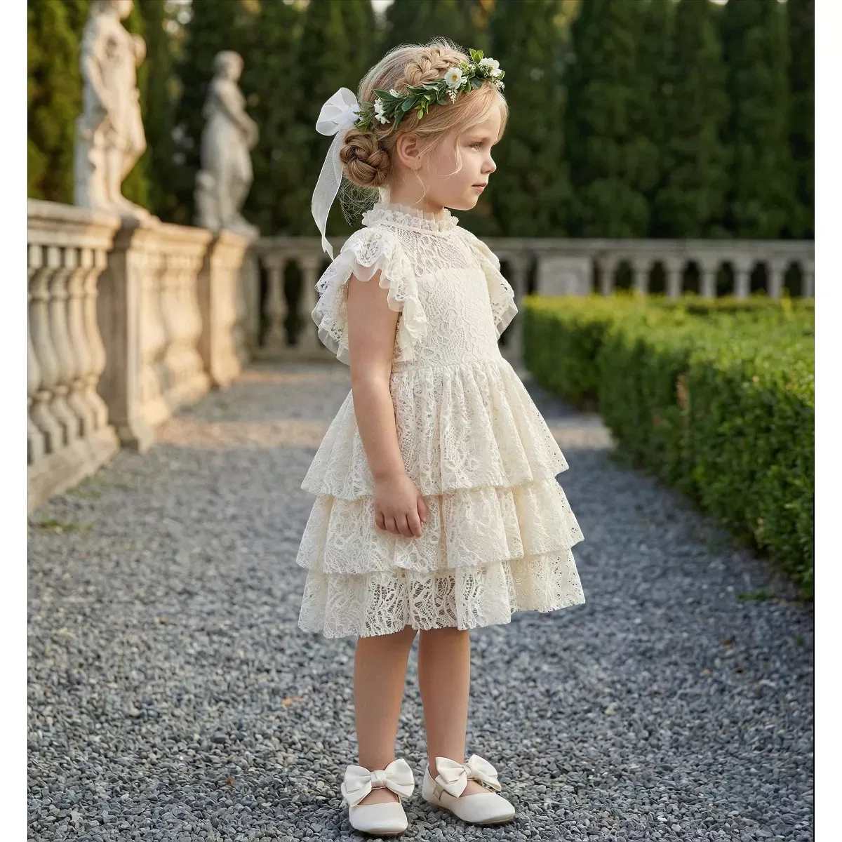 Детское платье для девочек с кружевом Iris Lace 2bunnies, Ivory — фото 3