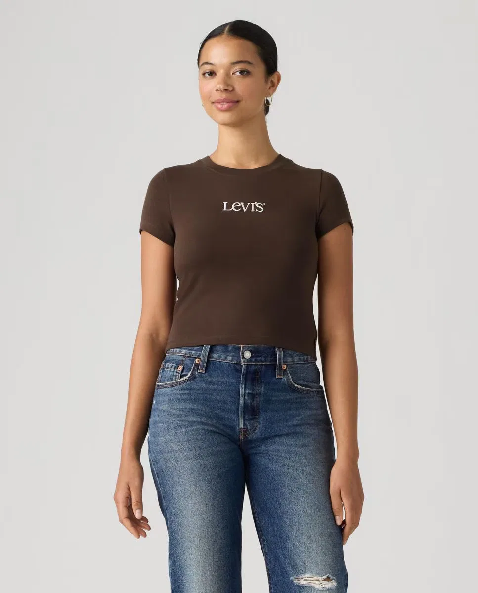 Женская футболка с коротким рукавом, Crop, Levi's, темно-коричневый