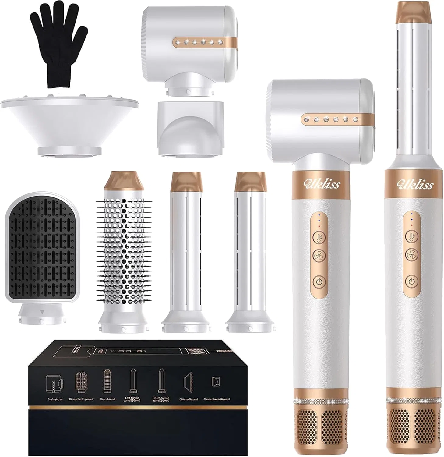 Набор для укладки волос «Hairstyler Pro 7 in 1» от UKLISS Ukliss, White