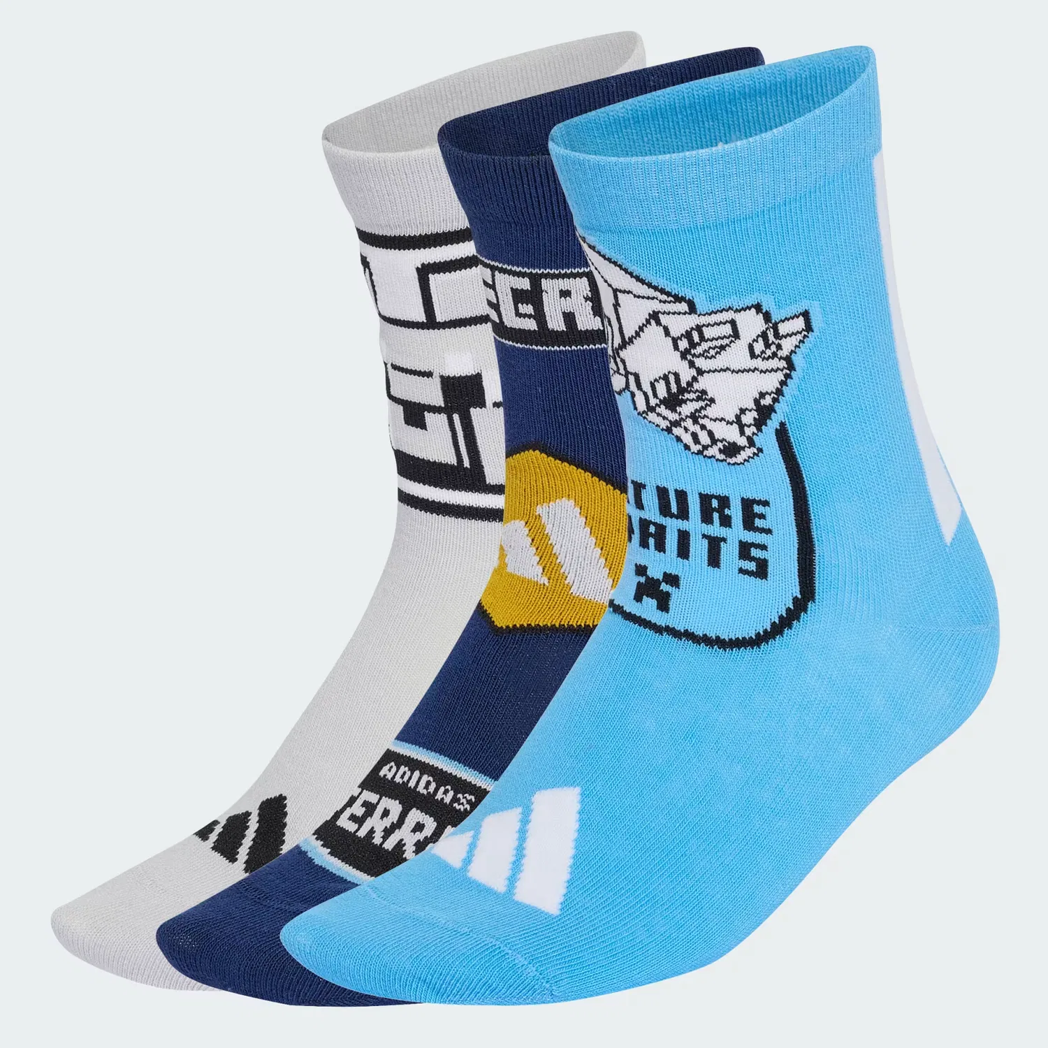 Детские носки с дизайном Minecraft Adidas Sportswear, светло-серый с синим
