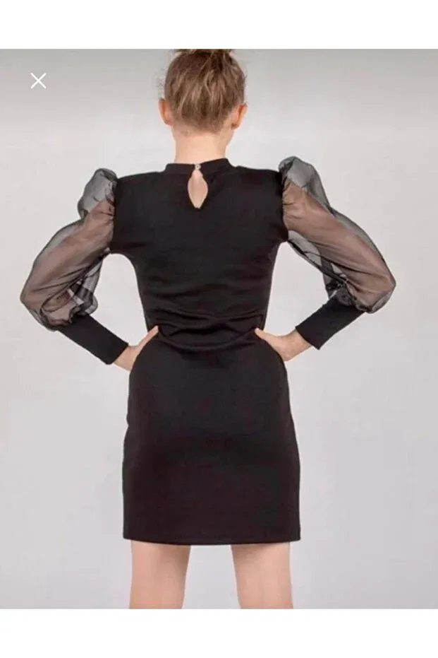 Детское платье для девочек с длинным рукавом Balloon sleeve dress Generic Brands, Black — фото 3