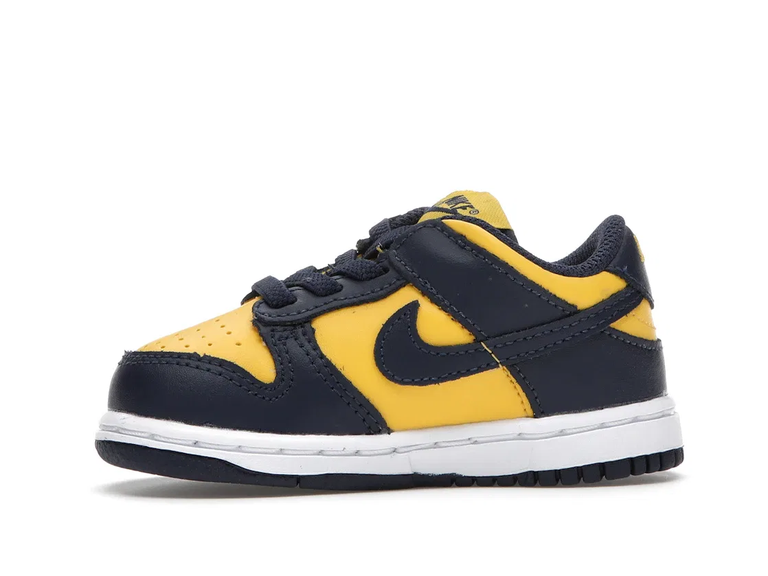 Детские кроссовки с верхом из кожи и замши Nike Dunk Low, Varsity Maize/Midnight Navy-White — фото 3