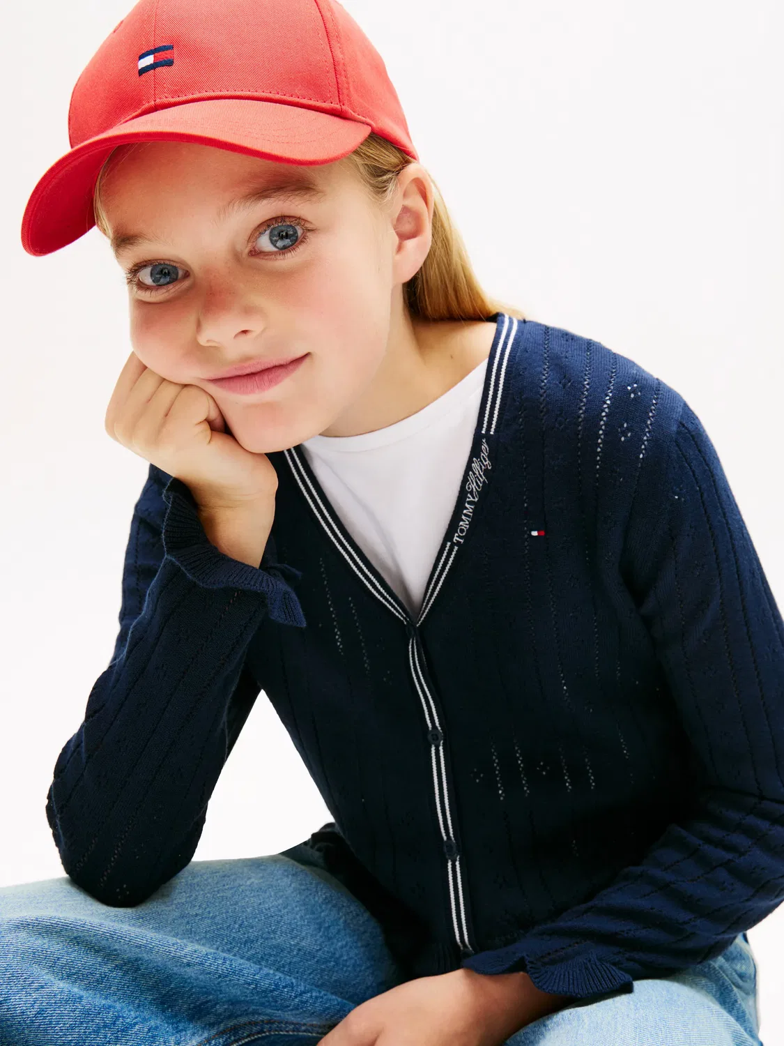 Детский кардиган для девочек с принтом Tommy Hilfiger, Azul — фото 3