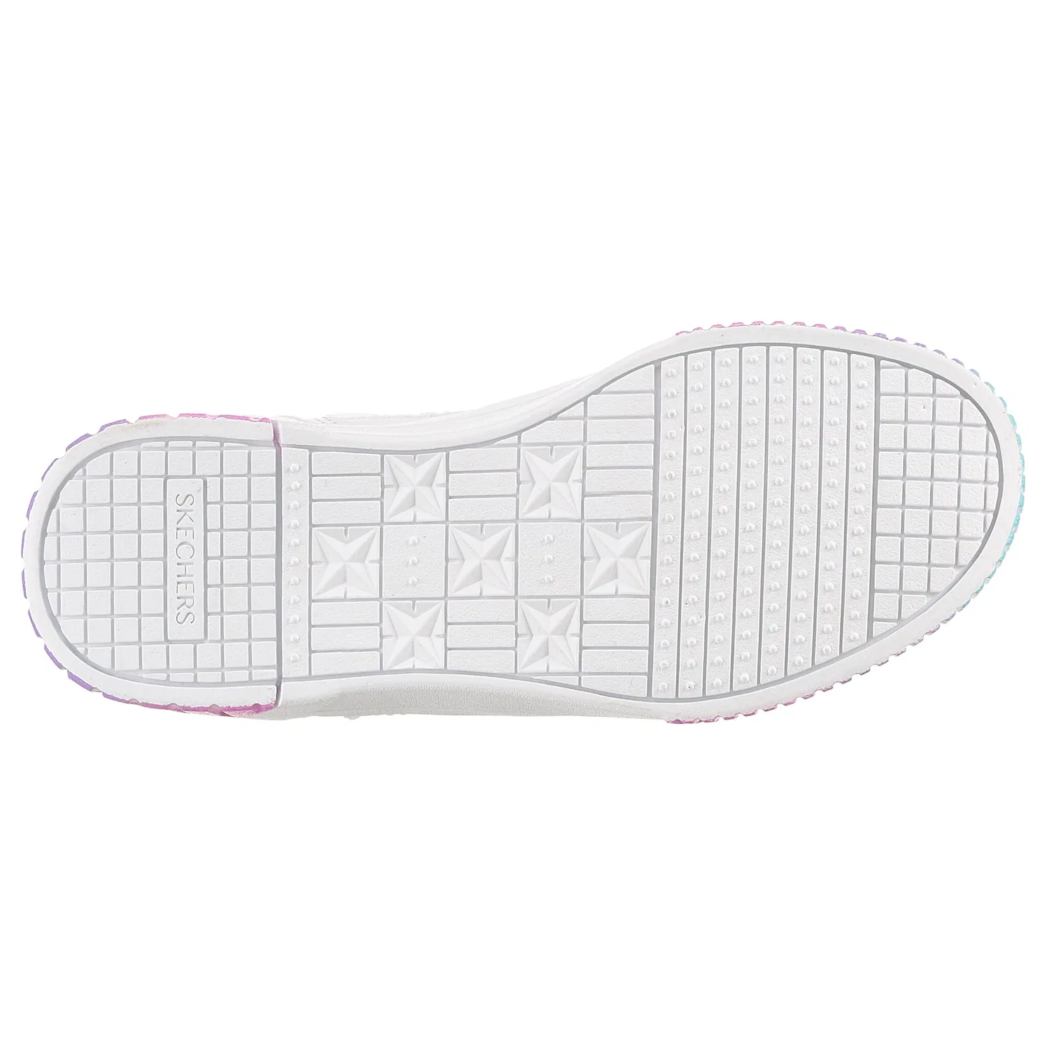 Детские кроссовки на шнуровке с регенбоговой подошвой Skechers, White/Blue — фото 4