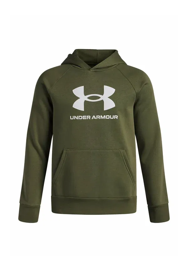 Худи с капюшоном хлопок/полиэстер Rival fleece big logo Under Armour, Marine Od Green, зеленый