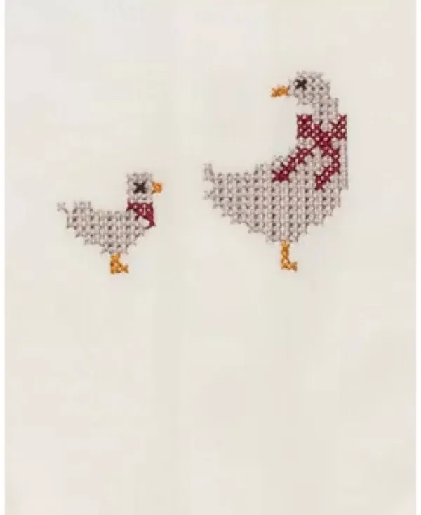 Детский комбинезон с длинным рукавом Cross Stitch Duckling Collection Ely'S & Co., Ivory/Pink — фото 2