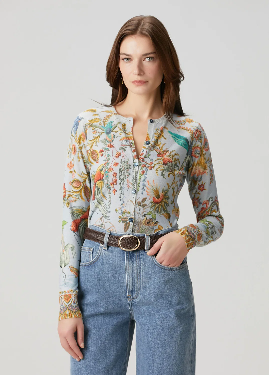 Кардиган Etro Mavi Çiçekli İpek, многоцветный синий
