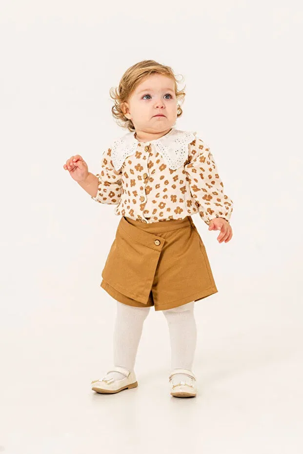 Детский комплект для девочек хлопковый Jnf Kids, Brown — фото 3