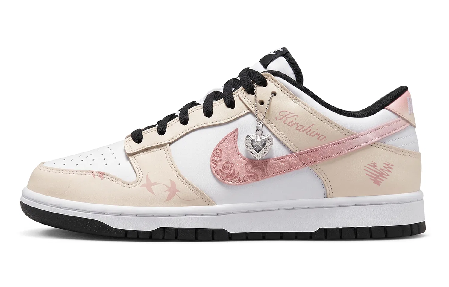 Детские кроссовки для скейтборда с низким верхом Nike Dunk, цвет Beige White Pink — фото 3