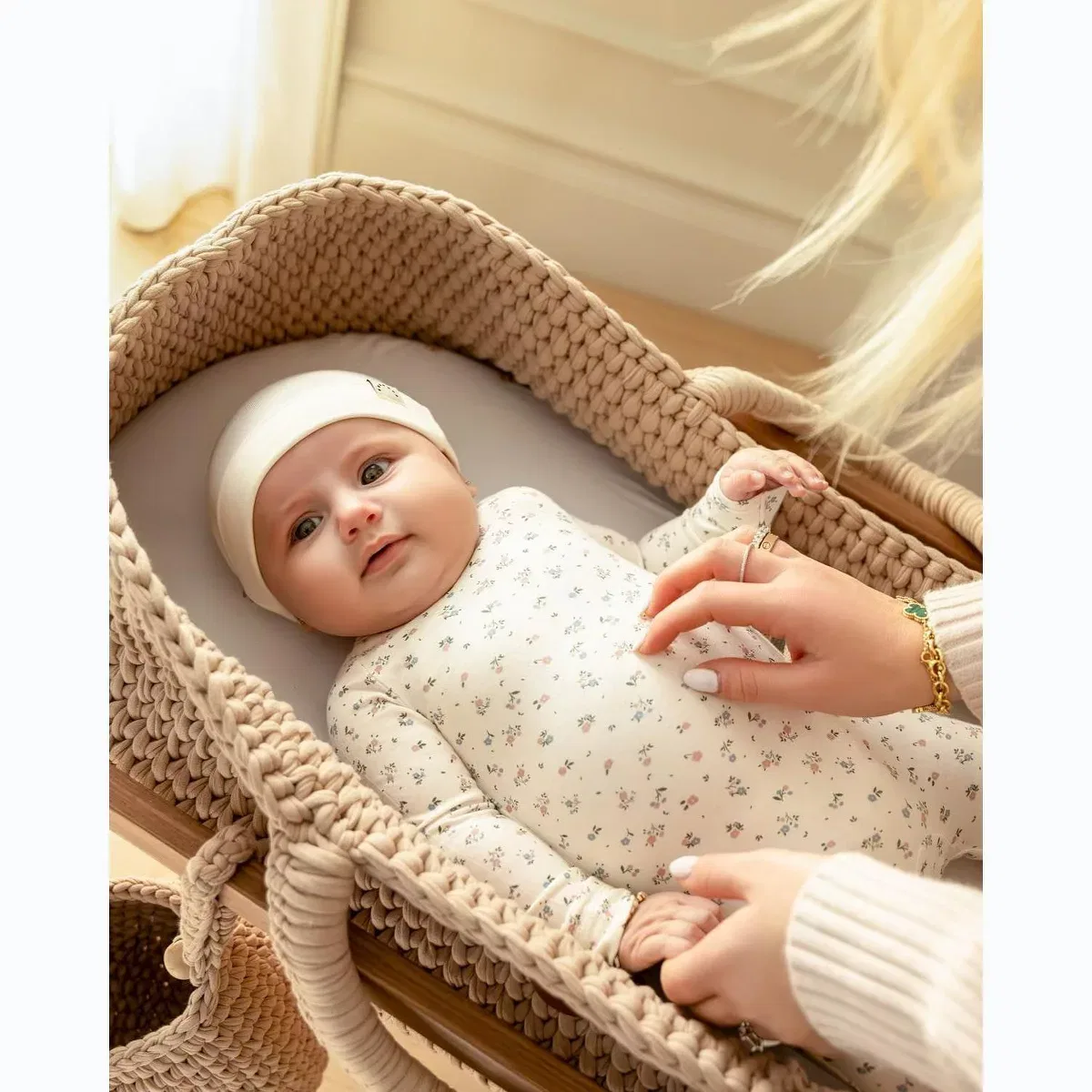 Детский боди-комбинезон с принтом Whimsical Foliage NEWBORN, Winter White — фото 4