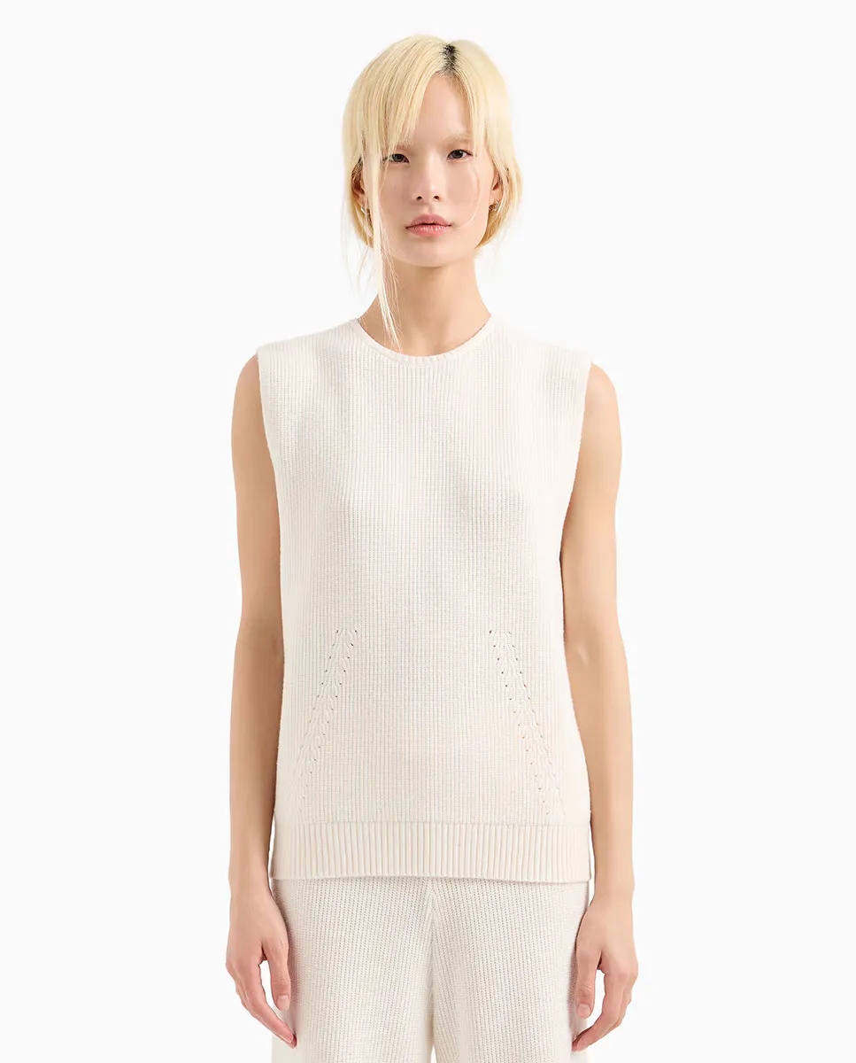 

Женский топ без рукавов из вискозы Armani Exchange, цвет Blanco Hielo