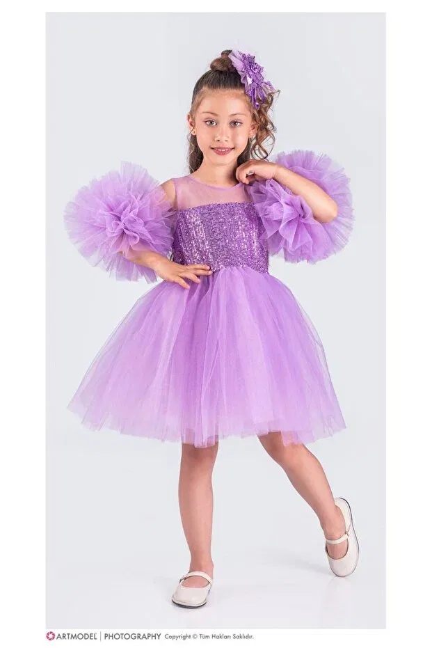Детское платье для девочек с пайетками Alya Butik, Lila