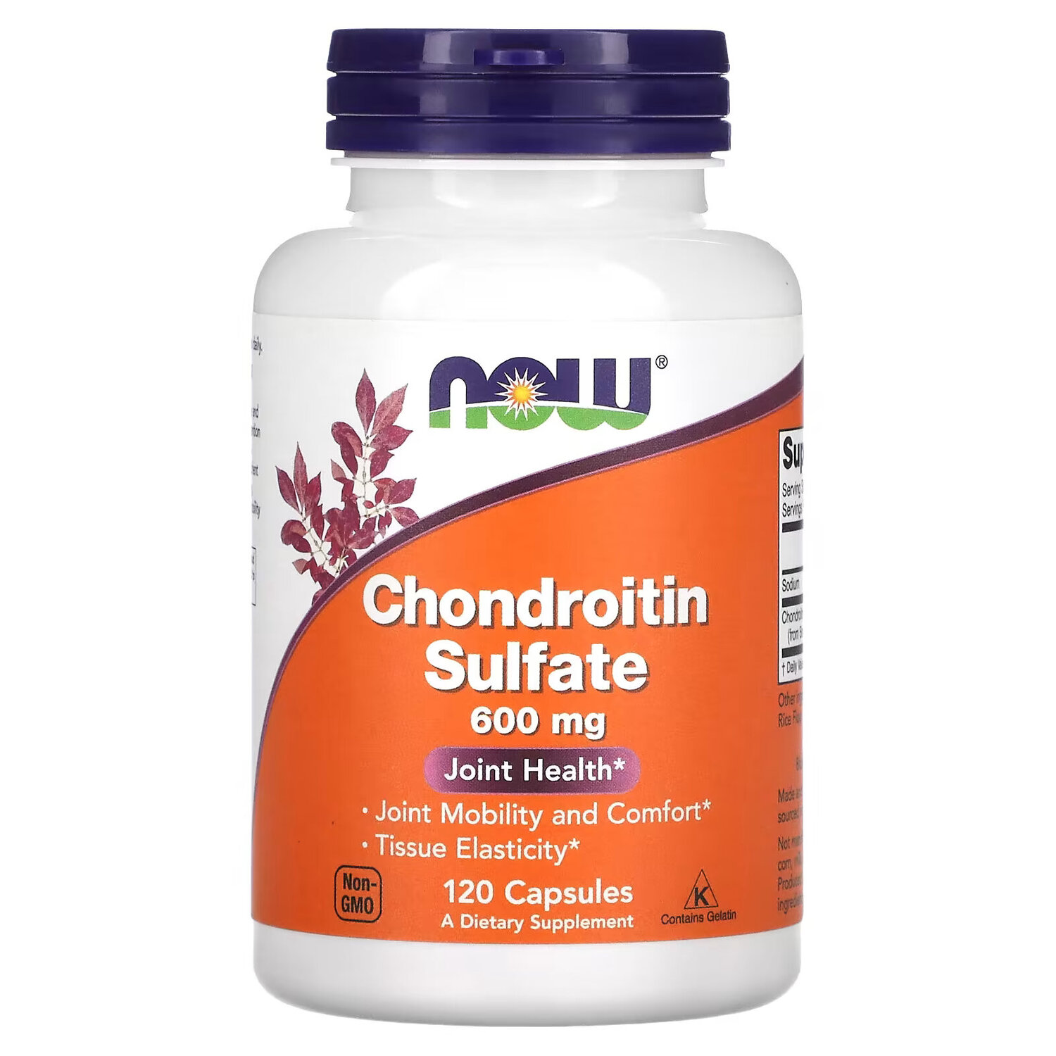 

Хондроитинсульфат NOW Foods 600 мг, 120 капсул