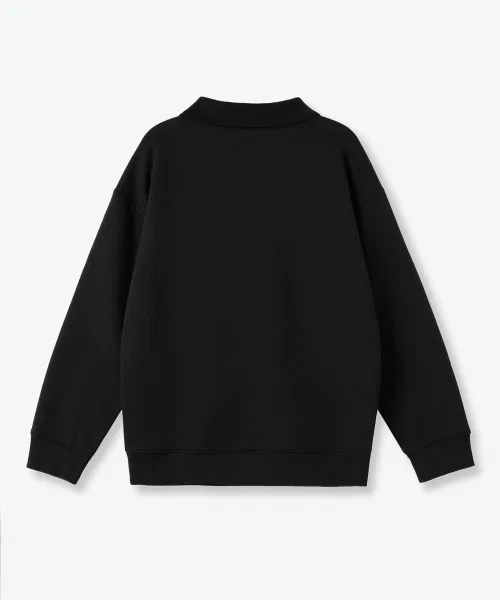 Детский свитшот с длинным рукавомOversize с воротником MUSINSA STANDARD KIDS, Black — фото 3