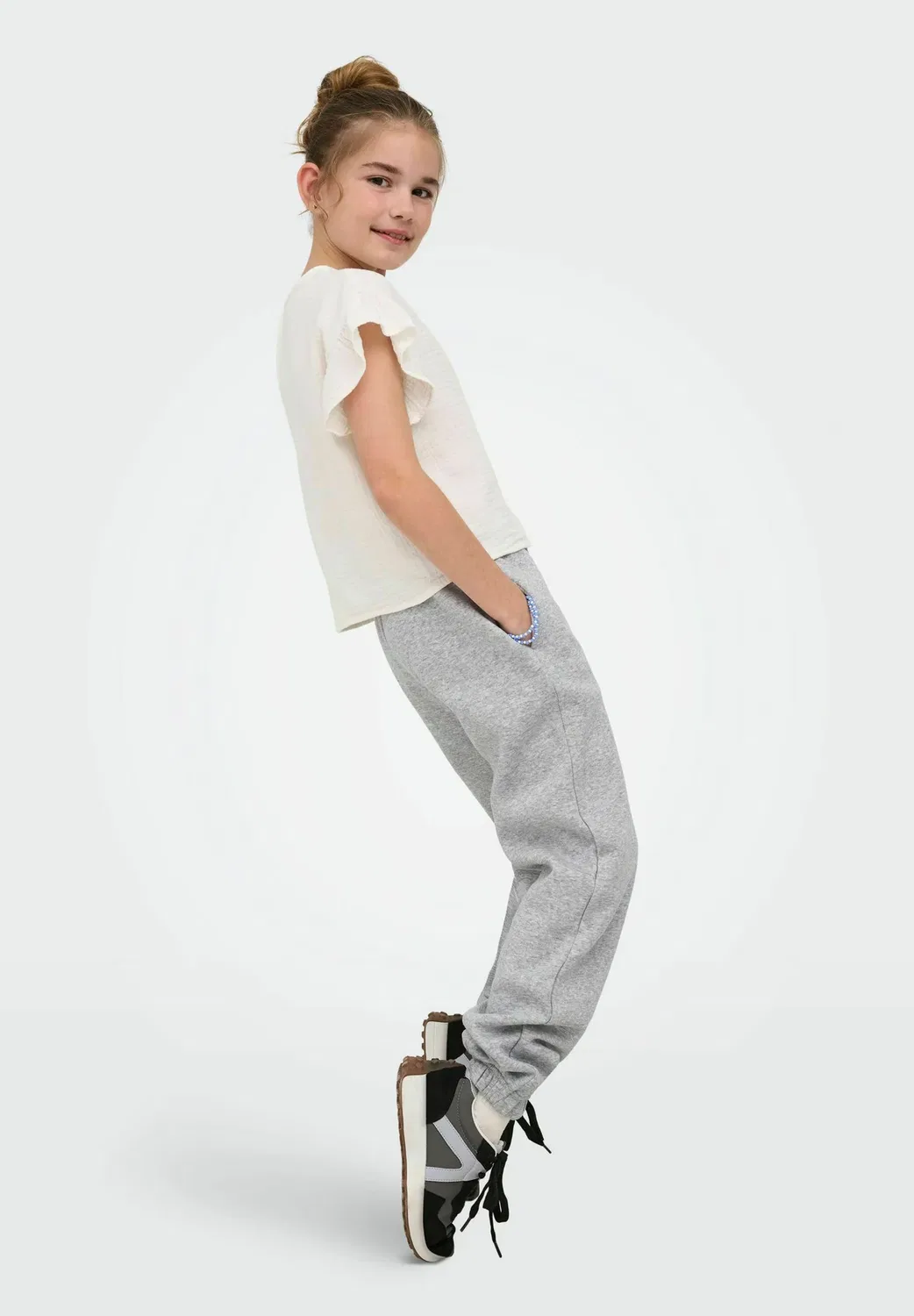 Брюки Kogsweat, стандартного кроя, спортивные штаны Only Girls, Light Grey Melange — фото 4