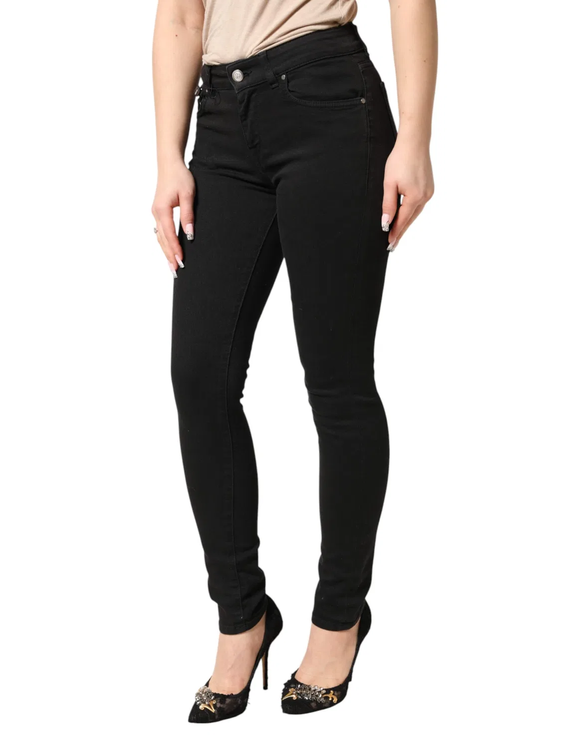 Женские джинсы скинни с логотипом Skinny Jeans Dolce & Gabbana, Black — фото 3