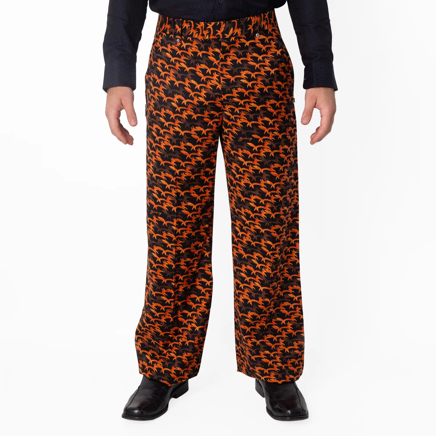 Брюки классические из шерсти с принтом Fox Pattern Burberry, Black Ip Pattern