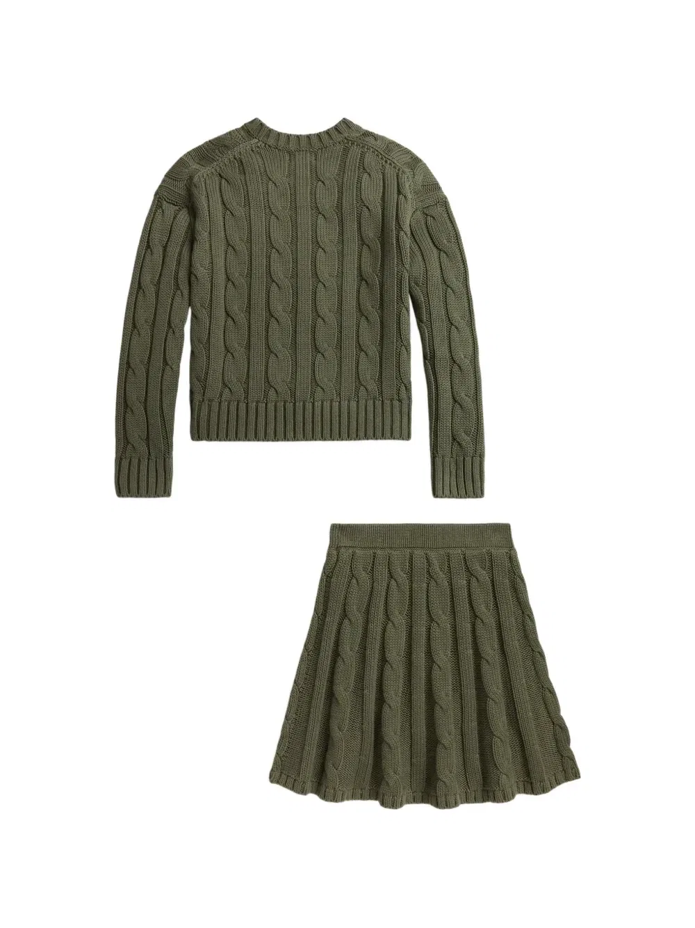 Комплект из свитера и юбки фактурной вязки POLO RALPH LAUREN KIDS, зеленый — фото 2