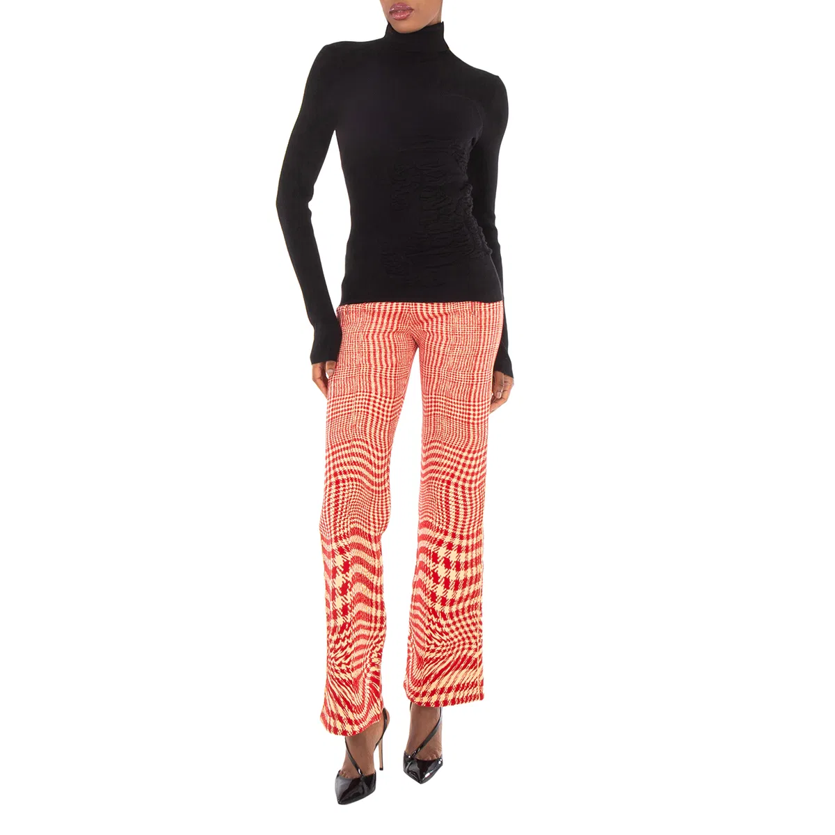 Брюки с принтом Houndstooth Wool-Blend Trousers Burberry, Pillar Ip Pattern — фото 3