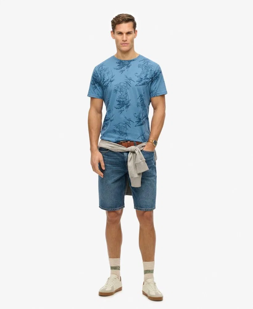 Мужская футболка с принтом Classic Superdry, Tiger Outline Blue — фото 2