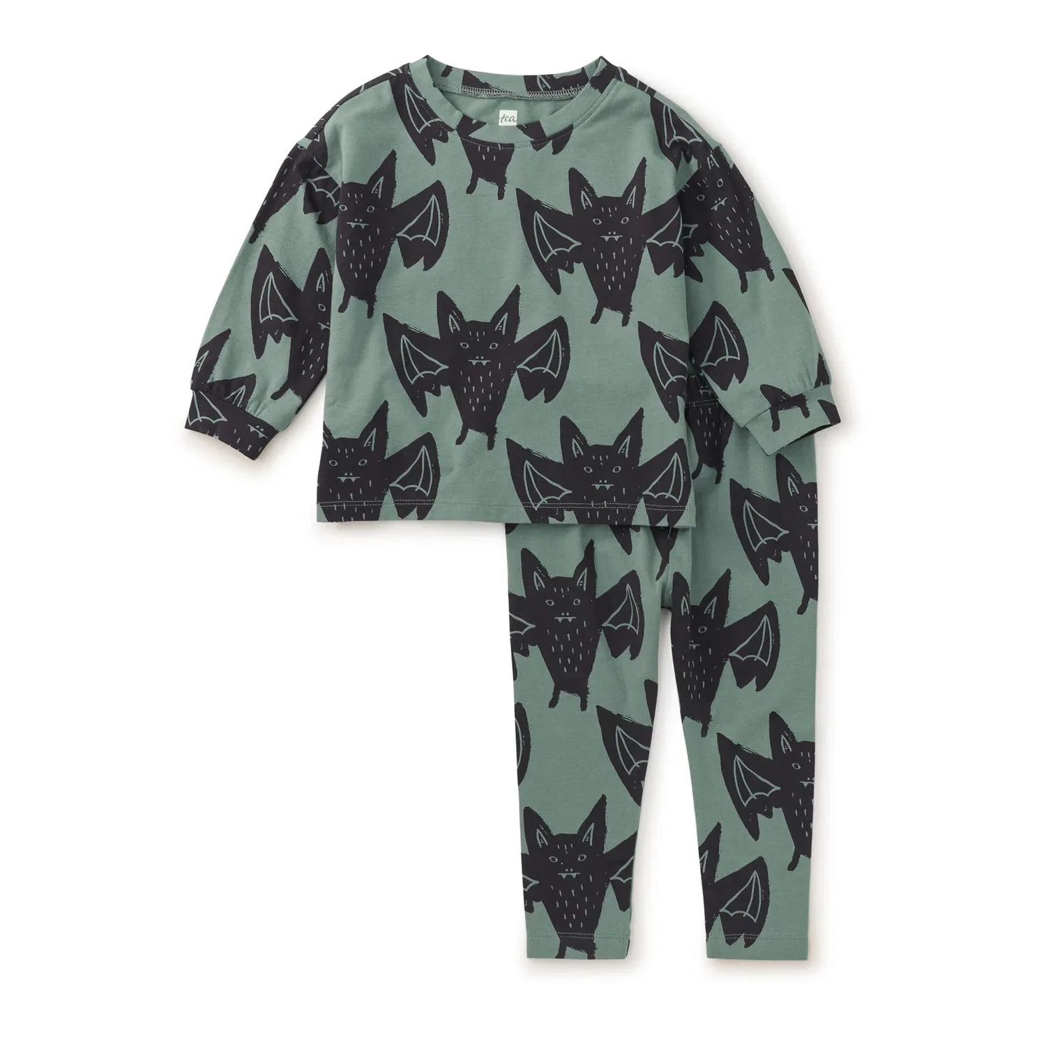 Детский комплект одежды с принтом летучих мышей Two Piece Baby Play Set Tea Collection, Fly By Night Bats