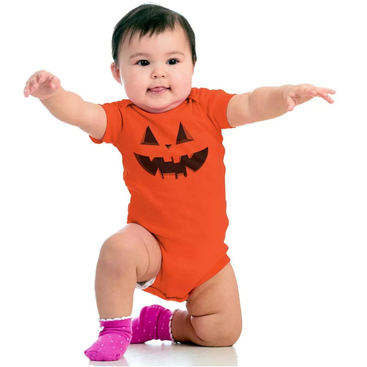 Детское боди с коротким рукавом Classic Halloween Pumpkin Costume Brisco Brands, Black — фото 4