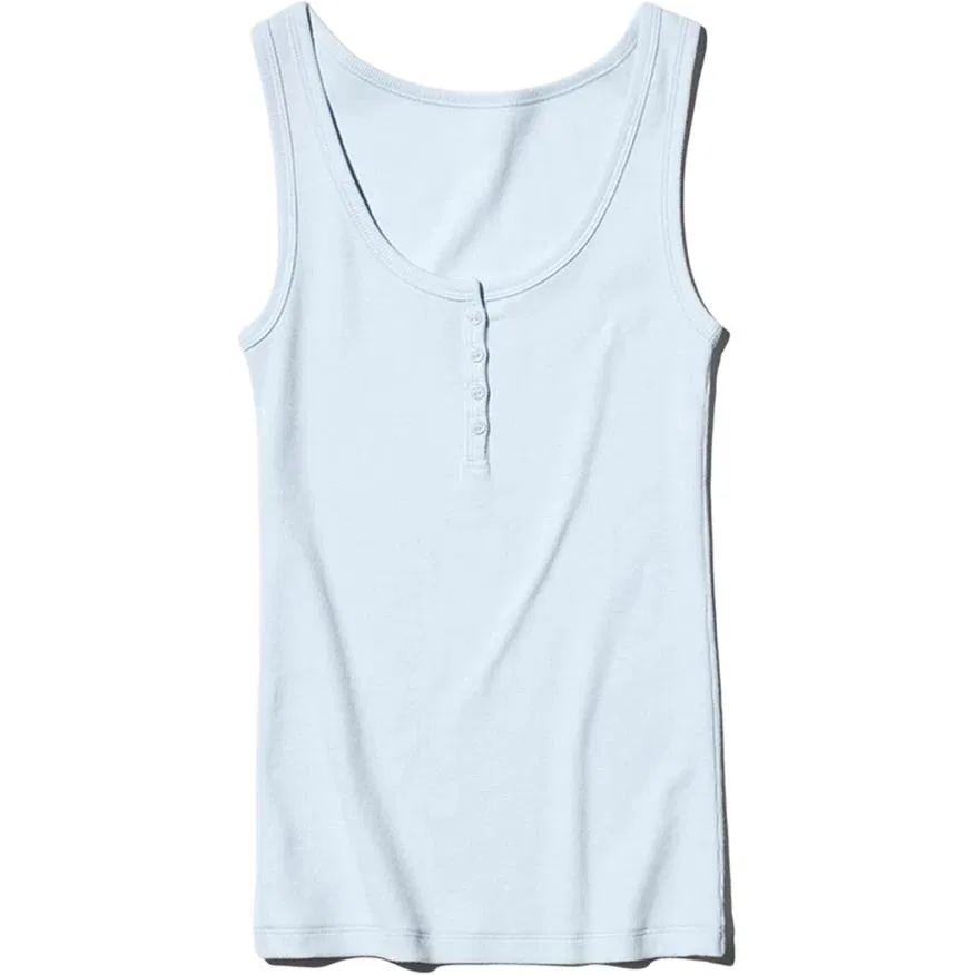 Топ женский с воротником-стойкой, Henry Collar, UNIQLO, Light Blue
