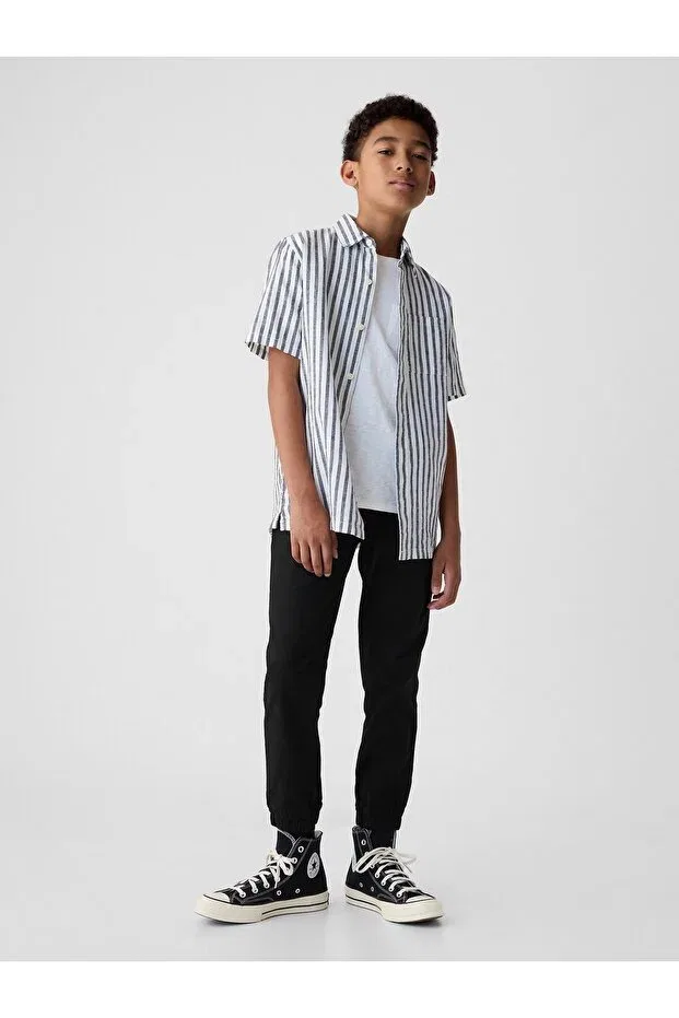 Детские спортивные штаны для мальчиков с принтом Gap Everyday Washwell Jogger, Black-004