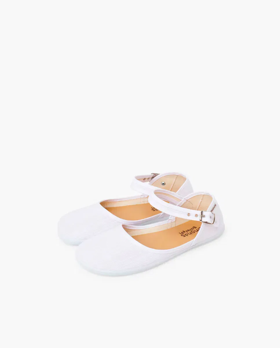 Детские туфли-лодочки barefoot из льна Merceditas Pisamonas, Blanco — фото 2