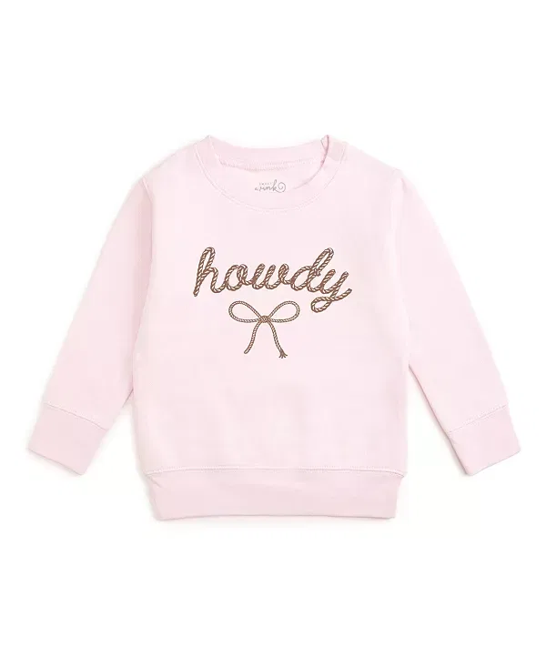 Детская толстовка для девочек с принтом Howdy Darling Western Sweet Wink, Ballet Pink